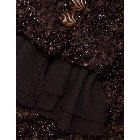 NEW VERONICA BEARD audrina metallic tweed jacket in dark currant - Picture 8 of 8